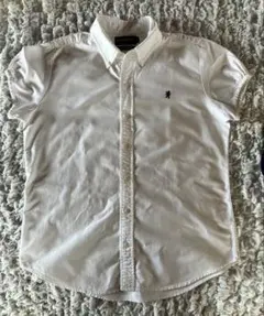 ホワイト ボタンダウン パフスリーブ半袖シャツ14 ジムフレックス　白