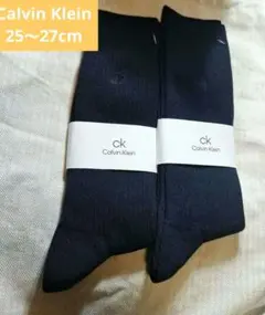 Calvin Klein 紳士ソックス２足セット黒紺リブ25〜27cmメンズ靴下