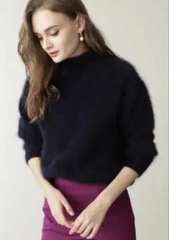 ネイビー モヘア ニット