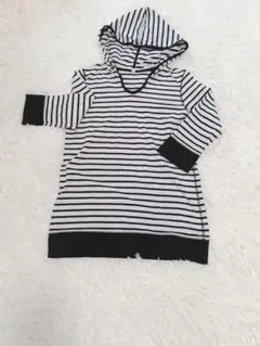 ユニクロ　L　ストライプ フード付き トップス 七分袖