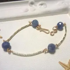 SALE！14kgf / ディープブルーアクアマリンのブレスレット★ハンドメイド