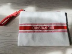 CHRISTIAN DIOR ポーチ ホワイト/レッド