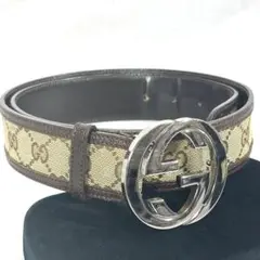 グッチ GUCCI レザー GG スプリーム ベルト シルバー金具 P55 - メルカリ