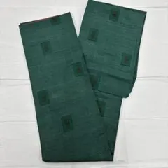 緑色 幾何学模様 紬着物