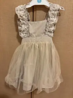 ピンクベージュ フリル リボン ワンピース 90cm