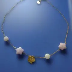 星型ビーズとハートチャームのネックレス