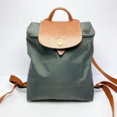 3136○ LONGCHAMP グレーリュック バックパック