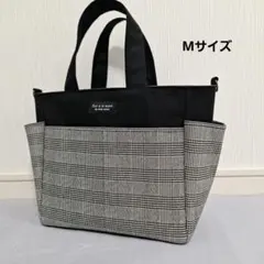 グレンチェック柄サイドポケットトートバッグMサイズ