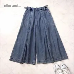 美品✨ niko and… ポケットワイドデニムパンツ 綿100% バギー　Fのサムネイル