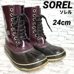 SOREL ソレル スノーブーツ パープル パテントレザー 24cmのサムネイル