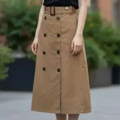 美品 GU ジーユー ロングスカート S ベージュ フロントボタン ウエストゴム