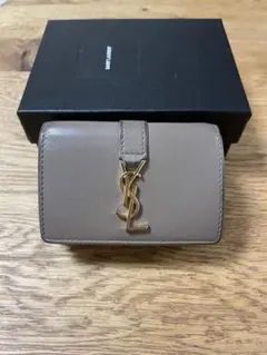 サンローラン　三つ折り財布　タイニーウォレット　ベージュ