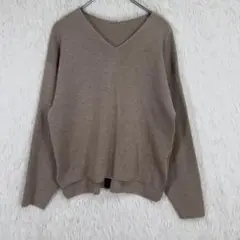 ユアーズ ベージュ Vネック 長袖ニットセーター チャコール　S