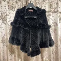 2way ミンクのファーケープ　編み込みARBORENTE ブラックファー