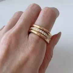 ステンレス3連リング ゴールドリング おしゃれ