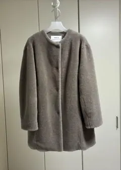 ソージュ 24FW ウールボアコート ウール100% グレージュ ミドル丈