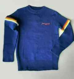 子ども服　Playgirlロゴ　　　ニット セーター　ネイビー