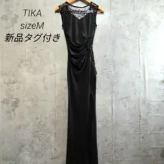 【新品タグ付】Tika レースロングドレス 黒 M キャバドレス スリット