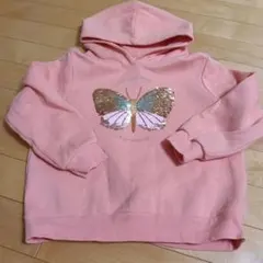 130 H&M ピンク 蝶の刺繍パーカー