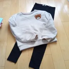 10Y&140長袖トレーナー&スパッツレギンス黒セット