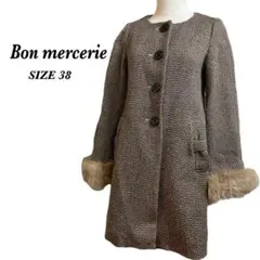 【美品】Bon mercerie フォックスファー付 ノーカラー コートのサムネイル