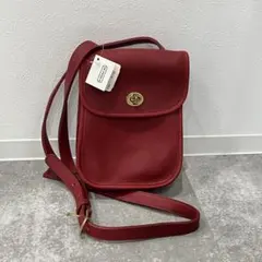 未使用 COACH オールドコーチ レザー ターンロック ショルダーバッグ 赤