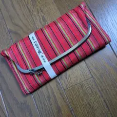 がま口　クラッチバッグ 和装 民芸　つむぎ織