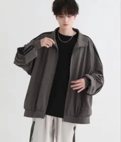 【新品】LILL 袖バルーンルーズシルエットトラックジャケット チャコールグレー