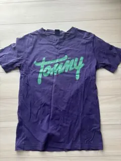 TOMMY Tシャツ パープル グリーン ロゴ Mサイズのサムネイル