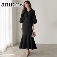 美品☆アニュアンス anuans ヴィンテージサテン フレアスカート 黒 M