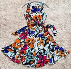 ローレン ラルフローレン ノースリーブ ワンピース 花柄 ベルト付