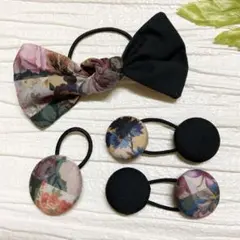 ルビルビ様専用　リバティ　シングルリボン、くるみボタン　豪華4個セット