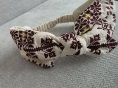デニムダンガリー　ヘアバンド　ターバン　ボルドー
