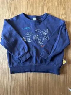 petit main おさるのジョージ　裏毛トレーナー　100 ネイビー　紺