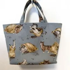 ※ ねこ コーヒー豆 ※ ミニトートバッグ お散歩 お弁当入れ ハンドメイド