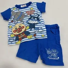 アンパンマン 半袖 パジャマ 上下セット 100cm ブルー ボーダー 男の子