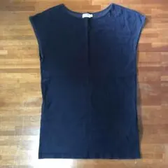 ネイビーワンピース Sサイズ ノースリーブ 無地 膝丈 大人っぽい 夏