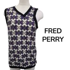 フレッドペリー　アシンメトリーカットソー　ジメトリック柄