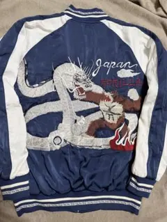 両面 Gorilla 龍 日本限定 スカジャン vintage サテン ブルーのサムネイル