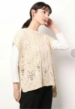 【新品タグ付き】サマンサモスモス 柄編みニットベスト オフホワイト