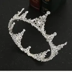 クラウンティアラ　シルバー　ティアラ　王冠　結婚式　披露宴　　ヘアアクセサリー