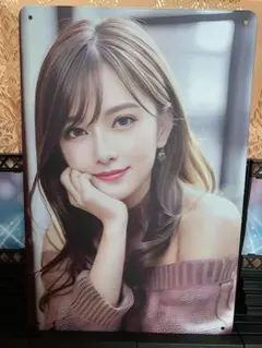 女性ポートレート インテリアパネル ビューティフルガール ブリキ・プレート