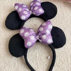 ディズニーリゾート ミニー　スパンコール　カチューシャ　紫　2個セット