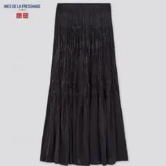 UNIQLO イネスツイストプリーツロングスカート　黒