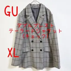 GU ジーユー ダブルブレストテーラードジャケット チェック グレー XL