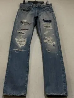 ヒステリックグラマー ダメージ＆リペア加工ヒスガールパッチ＆サソリ刺繍 デニム