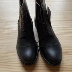 ダークブラウン レースアップブーツ ジッパー