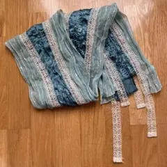 ストール　スパンコール　レース　グリーン