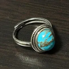 クラシックターコイズカラー オーバルシルバーリング