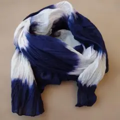 コットン タイダイ ストール ネイビー/ホワイト